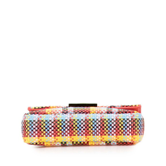 Fendi Mamma Bucket Shoulder Bag Pink Multicolored Raffia Leather - Picture 3 of 9